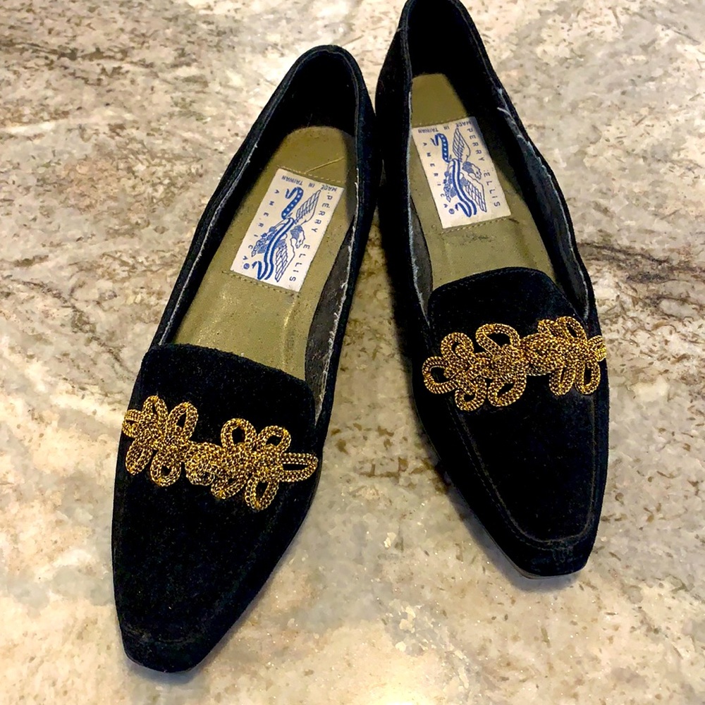 VINTAGE Perry Ellis Velvet Slides